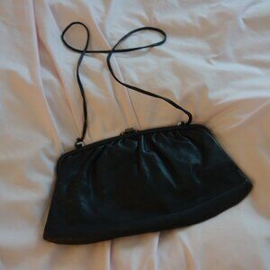 Vintage Cabrelli Black Faux Leather Clutch Bag